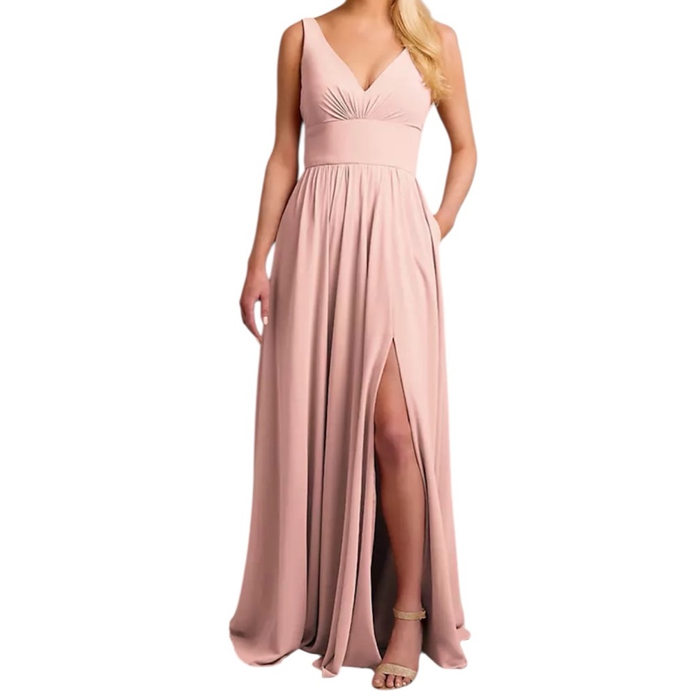 David’s Bridal Bridesmaids Chiffon Tank A-Line Pink Dress Size 8
